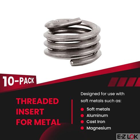 E-Z LOK Coil Threaded Insert for Metal 18-8 Stainless Steel Helical Wire Thread Insert 10-24 Internal Threads, 0.380" Length, Pack of 10 in Saudi Arabia