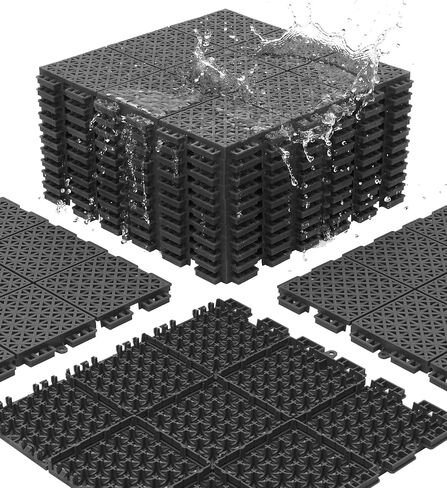 jxgzyy 20 PCS Basketball Court Tiles, 5/8 Inch Thick Portable Sport Outdoor Floor Tiles, Non Slip PP Interlocking Drainage Mat for Tennis Court Drain Pool Patio Shower Porch, 13.38" x 13.38" in Kuwait