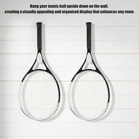 حامل تثبيت مخفي لمضرب تنس واحد - عبوتان من خطاف التثبيت على الحائط الأبيض بمظهر بسيط وأنيق، رف مضرب مثبت على الحائط للجراج، منظم المعدات الرياضية in Kuwait