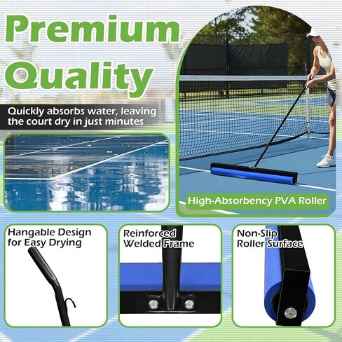 Montex Tennis Court Squeegee, Foam Tennis Sponge Roller, Lightweight Quick Clearing Tools for Tennis Basketball Sports Court, Black in Kuwait