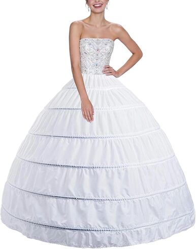 Petticoat Skirt for Women Under Dress 6 Hoop Skirt Floor Length Wedding Dress crinoline underskirt for women Bridal in Saudi Arabia