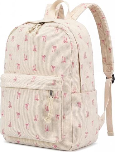Pink Bow Backpack Cute Corduroy Coquette Backpack Large Capacity Aesthetic Daypack School Bow Bookbag Kawaii Dance Laptop Bag for Women Travel College Preppy Stuff Gifts for Kids Teen in Saudi Arabia