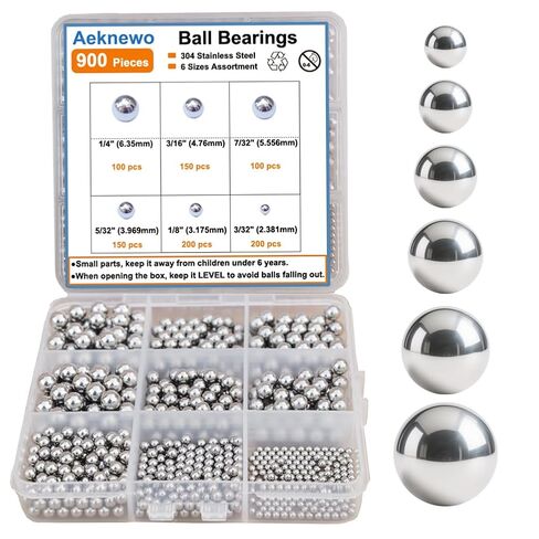 900 PCS Stainless Steel Precision Balls, Bicycle Ball Bearings 6 Sizes Assortment Kit 1/4" 7/32" 3/16" 5/32" 1/8" 3/32" for Motorcycles, Bike Bearings, Casters, Drawer Slides, Door Locks in Saudi Arabia