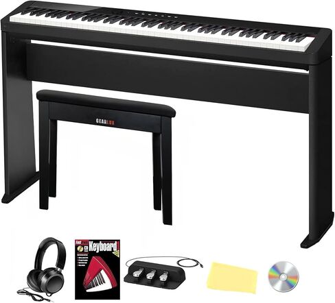 Casio Privia PX-S5000 Digital Piano - Black Bundle with Adjustable Stand, Bench, Headphones, Piano Book, Online Piano Lessons, Instructional DVD, and Austin Bazaar Polishing Cloth in Saudi Arabia