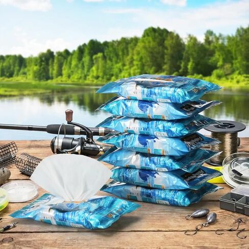 8 عبوات من مناديل الصيد 160 قطعة مناديل تنظيف يدوية لصيد الأسماك لإزالة الأوساخ والرائحة والرائحة والعتاد للقوارب والزوارق in Kuwait