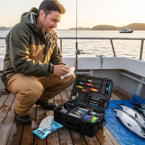 8 عبوات من مناديل الصيد 160 قطعة مناديل تنظيف يدوية لصيد الأسماك لإزالة الأوساخ والرائحة والرائحة والعتاد للقوارب والزوارق in Kuwait