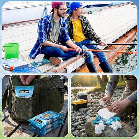 8 عبوات من مناديل الصيد 160 قطعة مناديل تنظيف يدوية لصيد الأسماك لإزالة الأوساخ والرائحة والرائحة والعتاد للقوارب والزوارق in Kuwait