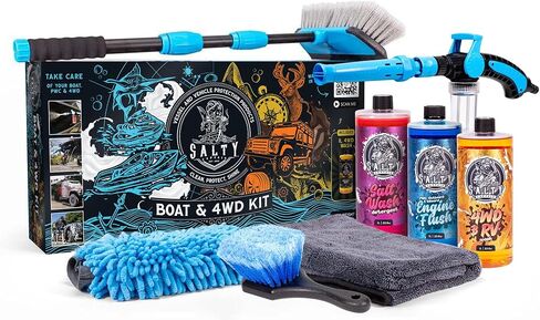Salty Captain Boat & 4WD Cleaning Kit – Ultimate All-in-One Wash Set with Salt Wash, 4WD & RV Wash, Engine Flush, Microfiber Towels, Foam & Wheel Brush – Perfect for Boats, PWCs & Off-Road Vehicles in Kuwait