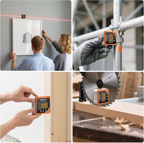Proster Digital Angle Finder with Laser 4-Side Magnetic Angle Gauge IP54 Waterproof LCD VA Display USB-C Inclinometer Level Box for Woodworking Carpentry Building(Laser Level Class II,Output<1mW) in Saudi Arabia