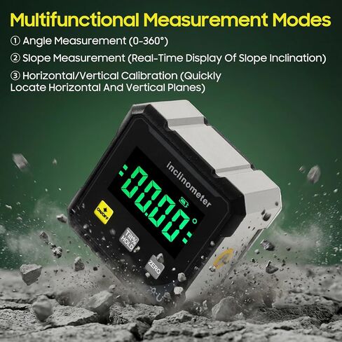 Digital Angle Finder with Electronic Laser, Digital Angle Finder Protractor Inclinometer, 4-Side Strong Magnetic Angle Gauge, 4×90° High Accuracy Cube Inclinometer for Woodworking Construction & DIY in Kuwait
