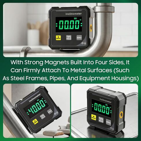 Digital Angle Finder with Electronic Laser, Digital Angle Finder Protractor Inclinometer, 4-Side Strong Magnetic Angle Gauge, 4×90° High Accuracy Cube Inclinometer for Woodworking Construction & DIY in Kuwait