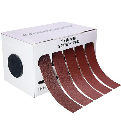 5 Grits 1'' x 20' Emery Cloth Roll -150 240 320 400 600 Grit, Abrasive Sandpaper Roll with Dispenser- Abrasive Hand Sanding Paper Roll with Dispenser for DIY Crafts Wood Furniture Metal Automotive in Saudi Arabia