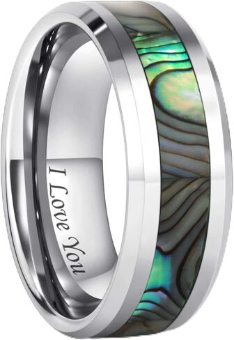 فرانك إس بيرتون 4 مللي متر 6 مللي متر 8 مللي متر أحبك التنغستن أذن البحر قذيفة البطانة خواتم للرجال النساء الأزواج الزفاف الفرقة حجم 4-15 in Kuwait