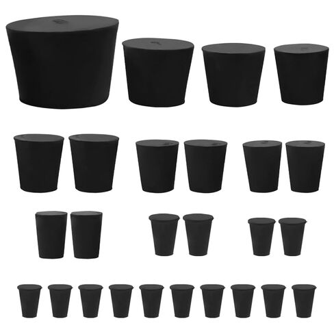 Zorfeter 26 PCS Solid Rubber Stoppers, 11 Assorted Sizes(000# - 8#) Tapered Lab Bungs Black Corks, Odor Control Pipe Tank Bottle for Plants/Salt and Pepper Shaker in Saudi Arabia