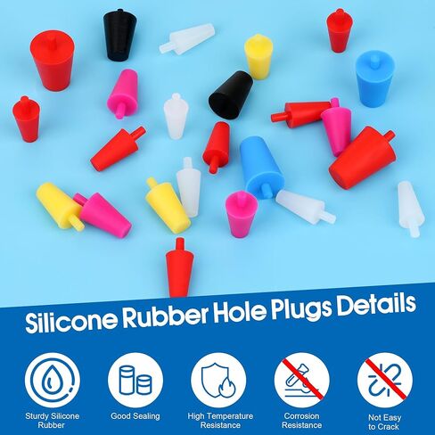 75PCS Lab Rubber Stoppers, Coldairsoap Water Table Hole Plugs 7 Multiple Sizes and Colors for Round Plastic Pool Ceramic in Kuwait