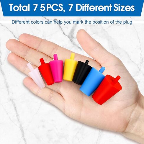 75PCS Lab Rubber Stoppers, Coldairsoap Water Table Hole Plugs 7 Multiple Sizes and Colors for Round Plastic Pool Ceramic in Kuwait