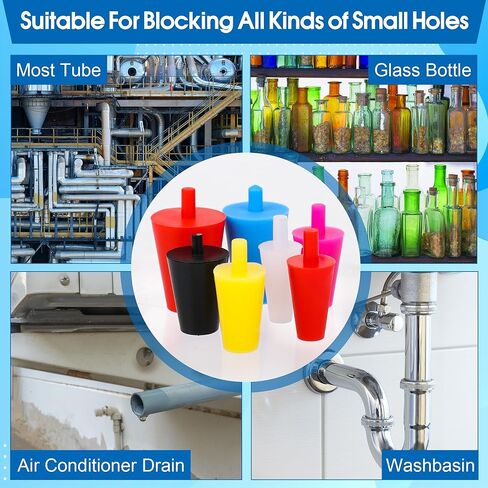 75PCS Lab Rubber Stoppers, Coldairsoap Water Table Hole Plugs 7 Multiple Sizes and Colors for Round Plastic Pool Ceramic in Kuwait