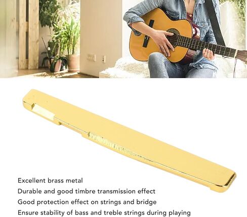Brass Acoustic Guitar Saddle Bridge Replacement, Durable Metal Musical Instrument Accessories with Stable Tone Transmission, Easy Installation for Folk Guitars and Beginners Gift (GL224 (1Pc)) in Saudi Arabia
