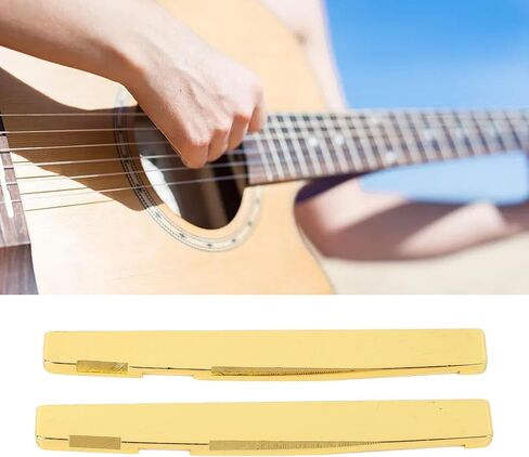 Brass Acoustic Guitar Saddle Bridge Replacement, Durable Metal Musical Instrument Accessories with Stable Tone Transmission, Easy Installation for Folk Guitars and Beginners Gift (GL224 (1Pc)) in Saudi Arabia