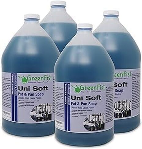 صابون الأطباق الأخضر من جرين فيست [رائحة الليمون] وعاء يدوي ومقلاة منظف سائل احترافي ووعاء إعادة تعبئة سائل ومقلاة - استخدام خفيف أو ثقيل، 128 أونصة (1 جالون) (4 جالون) in Kuwait