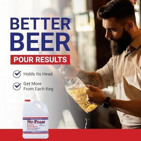 منظف ​​سائل منخفض الرغوة من Nu-Foam للأواني الزجاجية - محلول أصلي خالٍ من الخطوط - بار غسيل اليدين، الحانة، مستلزمات مصنع الجعة - مركز - 1 جالون (عبوة من 2) (1 جالون (عبوة من 2)) in Kuwait