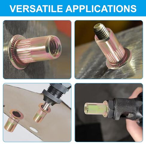 100PCS #10-32 Rivet Nuts,Zinc Plated Carbon Steel Nutsert Threaded Inserts,Durable Insert Nuts for DIY Projects/Engineers in Kuwait