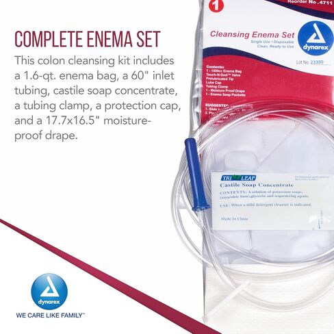 Dynarex Enema Kit - Ready-to-Use Disposable Enema Bag Kit for Colon Cleansing, Digestive Issues, Constipation Relief - 1.6 Quarts, 50 Sets per Bulk Case in Saudi Arabia