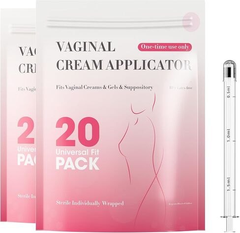 أداة تطبيق مهبلية للاستعمال مرة واحدة، 5 مل، أدوات تطبيق كريم مهبلي مع قياسات الجرعة، تناسب معظم كريمات التشحيم والمواد الهلامية، 20 عبوة مغلفة بشكل فردي in Kuwait