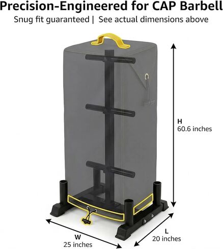 غطاء حامل الأثقال من CAP - مقاس 50.8 سم طولًا × 63.5 سم عرضًا × 60.6 سم ارتفاعًا - حامل وزن عالي التحمل لتغطية الأطباق، غطاء شجرة وزن مقاوم للغبار والتمزق من أجل حامل شجرة ممتص الصدمات الأولمبي من CAP Barbell/رف تعليق لتدريب القوة in Kuwait
