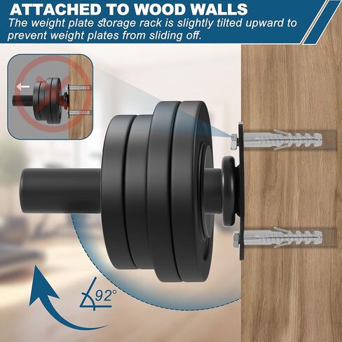 Wall Mounted Weight Plate Holder for 2" Olympic Plates - Heavy Duty Weight Plate Rack, 300 lbs Capacity, Home Gym Storage Organizer with Mounting Hardware (4 Pack) in Saudi Arabia
