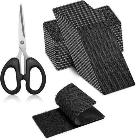 2x4 inch Hook and Loop Strips, 12 Sets Black Heavy Duty Mounting Tape with Scissors for Multi-Purpose Use, Self Adhesive Double Sided Strong Adhesive Strips, Damage Free Fastener in Saudi Arabia