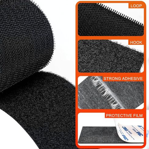 22 Sets Heavy Duty Adhesive Hook and Loop Strips, 1' x 5' with Double Sided Adhesive, Black Strong Sticky Back Fastener, Picture Hanging Wall Mounting Tape Adhesive Hanging Strips for Home Office. in Saudi Arabia