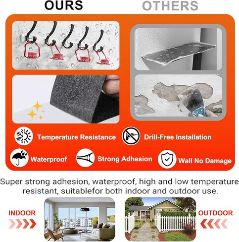 22 Sets Heavy Duty Adhesive Hook and Loop Strips, 1' x 5' with Double Sided Adhesive, Black Strong Sticky Back Fastener, Picture Hanging Wall Mounting Tape Adhesive Hanging Strips for Home Office. in Saudi Arabia