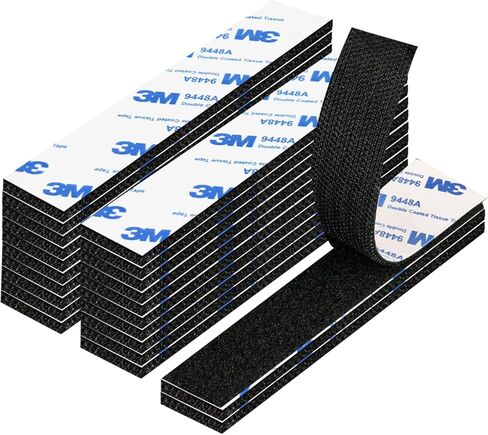 22 Sets Heavy Duty Adhesive Hook and Loop Strips, 1' x 5' with Double Sided Adhesive, Black Strong Sticky Back Fastener, Picture Hanging Wall Mounting Tape Adhesive Hanging Strips for Home Office. in Kuwait