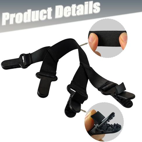 4PCS Boot Straps, Adjustable Boot Clip, Dual-Lock Pant Leg Clips, 4-Point Gripper Pants Straps for Cycling, Motorcycle, Riding, Elastic Bands Clip for Men, Women(Black) in Kuwait