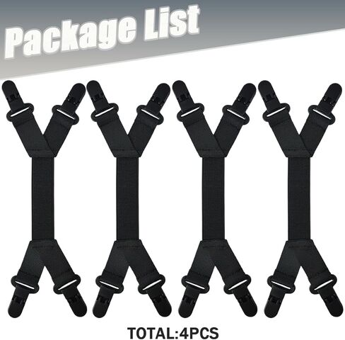 4PCS Boot Straps, Adjustable Boot Clip, Dual-Lock Pant Leg Clips, 4-Point Gripper Pants Straps for Cycling, Motorcycle, Riding, Elastic Bands Clip for Men, Women(Black) in Kuwait