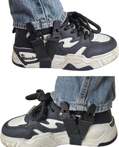 4PCS Boot Straps, Adjustable Boot Clip, Dual-Lock Pant Leg Clips, 4-Point Gripper Pants Straps for Cycling, Motorcycle, Riding, Elastic Bands Clip for Men, Women(Black) in Kuwait