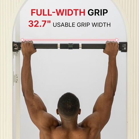 Doorway Pull Up Bar, Patented Flat Structure with Uninterrupted Full-Length Grip, Extra Wide 26.8–32.7", 573 lbs Capacity, Adjustable 31.8–36.6" Doorways, Tool-Free Installation in Saudi Arabia