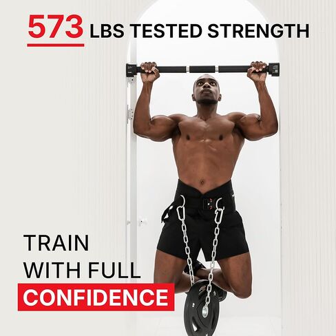 Doorway Pull Up Bar, Patented Flat Structure with Uninterrupted Full-Length Grip, Extra Wide 26.8–32.7", 573 lbs Capacity, Adjustable 31.8–36.6" Doorways, Tool-Free Installation in Saudi Arabia