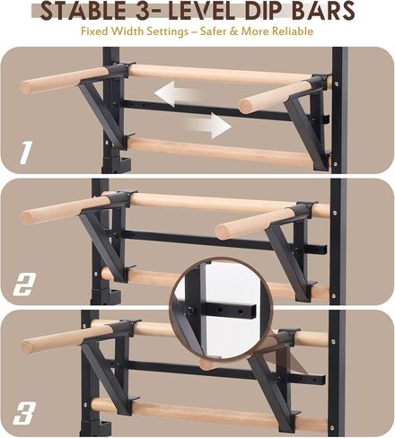 Solid Beechwood Stall Bar – Wall-Mounted Gymnastics Wall Ladder, Durable Beech Wood Rungs Resist Cracking, Perfect for Pull-Ups, Stretching & Home Gym in Kuwait