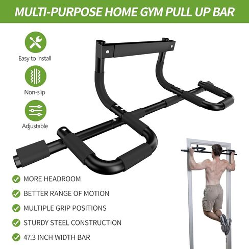NOWAKE New Version Multi-Grip Pull up bar For Doorway,330lbs Heavy Duty 47.3 Inch Extra Width Portable Functional Ergonomic Design Door Frame Pull Up Bar With USA Patent For Home Gym Exercise in Saudi Arabia