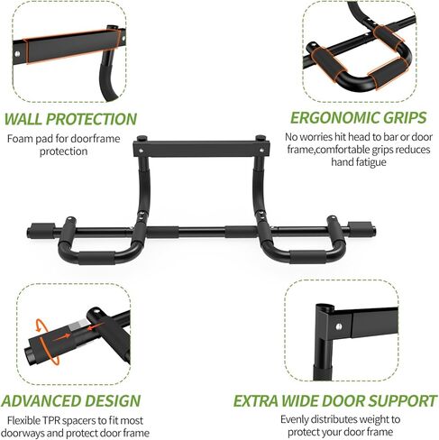 NOWAKE New Version Multi-Grip Pull up bar For Doorway,330lbs Heavy Duty 47.3 Inch Extra Width Portable Functional Ergonomic Design Door Frame Pull Up Bar With USA Patent For Home Gym Exercise in Saudi Arabia