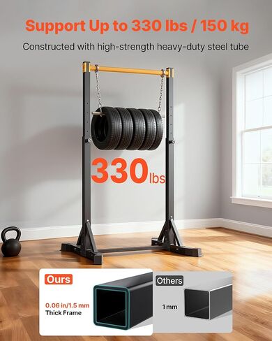 VEVOR Pull Up Bar, 330LBS Capacity Portable Pullup Bar Station, Pullup Bars Free Standing with H-Frame Structure & Heavy-Duty Steel Tube, 8 Level Height Adjustment Gravity Fitness for Arms Back Chest in Saudi Arabia