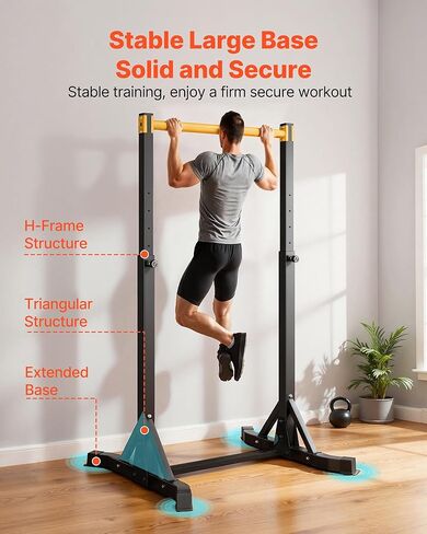 VEVOR Pull Up Bar, 330LBS Capacity Portable Pullup Bar Station, Pullup Bars Free Standing with H-Frame Structure & Heavy-Duty Steel Tube, 8 Level Height Adjustment Gravity Fitness for Arms Back Chest in Saudi Arabia