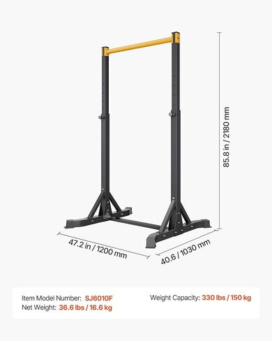 VEVOR Pull Up Bar, 330LBS Capacity Portable Pullup Bar Station, Pullup Bars Free Standing with H-Frame Structure & Heavy-Duty Steel Tube, 8 Level Height Adjustment Gravity Fitness for Arms Back Chest in Saudi Arabia