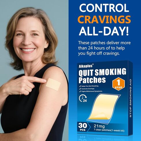 الخطوة 1 لصقات النيكوتين 21 مجم، لصقات الإقلاع عن التدخين وأدوات المساعدة على التوقف عن التدخين، دعم سهل وفعال للإقلاع عن التدخين خلال أسبوعين، لصقات نظام النيكوتين عبر الجلد (30 قطعة) in Kuwait