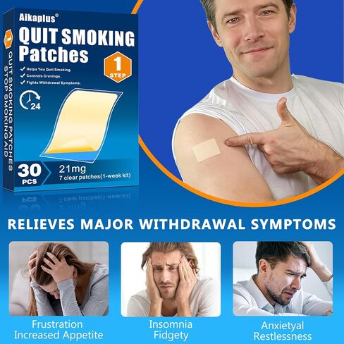 الخطوة 1 لصقات النيكوتين 21 مجم، لصقات الإقلاع عن التدخين وأدوات المساعدة على التوقف عن التدخين، دعم سهل وفعال للإقلاع عن التدخين خلال أسبوعين، لصقات نظام النيكوتين عبر الجلد (30 قطعة) in Kuwait