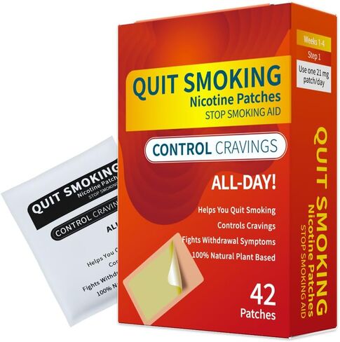 42 Count Nicotine Patches for Quit Smoking (Steps 1-21mg Stop Smoking Aids Patches that Work with 1 Weeks) Helping Quit Patch for Anti-Stickers Providing an Effective Withdrawal Relief Solution(21mg) in Saudi Arabia