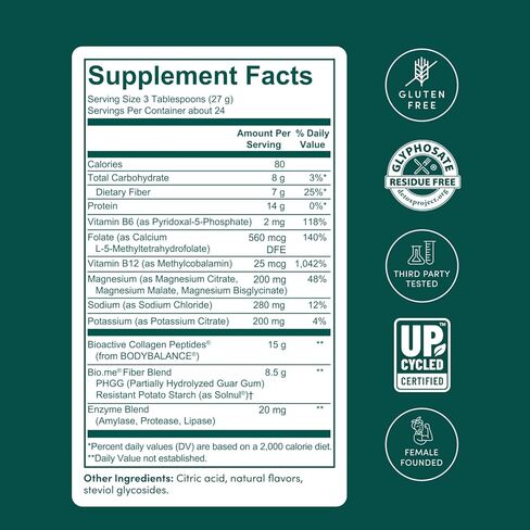 دعم Bio.me GLP-1 - مسحوق GLP-1 متعدد الفوائد لإدارة الوزن وصحة الجهاز الهضمي - مستويات الطاقة المستدامة - 7 جرام من الألياف، 14 جرام من بروتين الكولاجين والإنزيمات الهاضمة - 24 حصة (التوت) in Kuwait