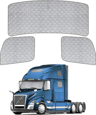 6 Layers Semi Truck Window Shades Custom Fit Peterbilt 579 2022-2025, 3 Set Front Windshield and Side Windows Foldable Sun Protector Privacy Cover in Saudi Arabia